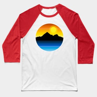 Synthwave Inspired Lakeside Mountain Baseball T-Shirt